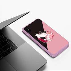 Чехол iPhone XS Max матовый MONOKUMA X MONOMI, цвет: 3D-сиреневый — фото 2