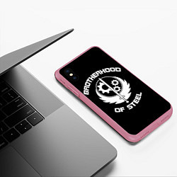 Чехол iPhone XS Max матовый Brothood of Steel, цвет: 3D-малиновый — фото 2