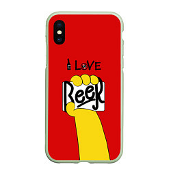 Чехол iPhone XS Max матовый Homer: I love Beer, цвет: 3D-салатовый