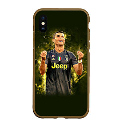 Чехол iPhone XS Max матовый Ronaldo: Juve Sport, цвет: 3D-коричневый