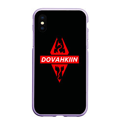 Чехол iPhone XS Max матовый TES: Dovahkin, цвет: 3D-светло-сиреневый