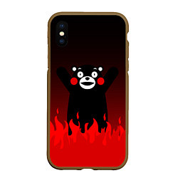 Чехол iPhone XS Max матовый Kumamon: Hell Flame, цвет: 3D-коричневый