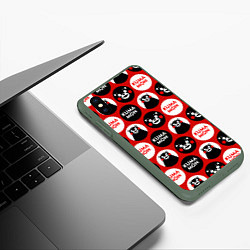 Чехол iPhone XS Max матовый Kumamon Pattern, цвет: 3D-темно-зеленый — фото 2