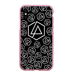 Чехол iPhone XS Max матовый Linkin Park: Pattern, цвет: 3D-розовый