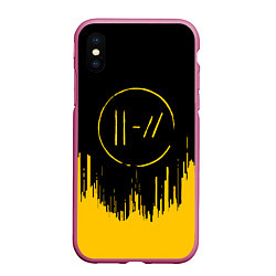 Чехол iPhone XS Max матовый 21 Pilots: Black Side, цвет: 3D-малиновый