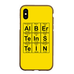 Чехол iPhone XS Max матовый Альберт Эйнштейн, цвет: 3D-коричневый