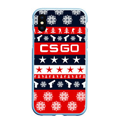 Чехол iPhone XS Max матовый CS:GO New Year, цвет: 3D-голубой