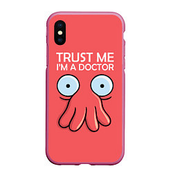 Чехол iPhone XS Max матовый Trust Me I'm a Doctor, цвет: 3D-малиновый