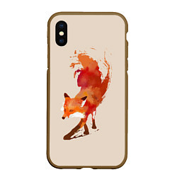 Чехол iPhone XS Max матовый Paint Fox, цвет: 3D-коричневый