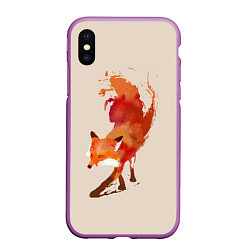 Чехол iPhone XS Max матовый Paint Fox, цвет: 3D-фиолетовый