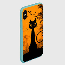 Чехол iPhone XS Max матовый Halloween Cat, цвет: 3D-мятный — фото 2