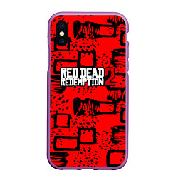 Чехол iPhone XS Max матовый Red Dead Redemption 2, цвет: 3D-фиолетовый