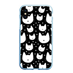 Чехол iPhone XS Max матовый Love Cats Pattern, цвет: 3D-голубой