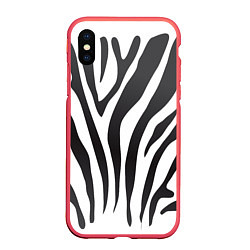 Чехол iPhone XS Max матовый Африканская зебра, цвет: 3D-красный