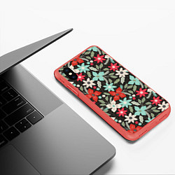 Чехол iPhone XS Max матовый Зимний букет, цвет: 3D-красный — фото 2