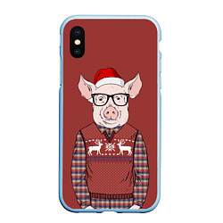 Чехол iPhone XS Max матовый New Year: Pink Piggy