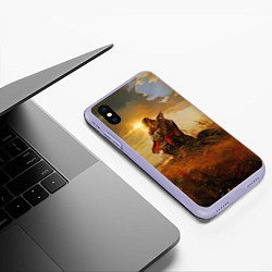 Чехол iPhone XS Max матовый Русский воин, цвет: 3D-светло-сиреневый — фото 2