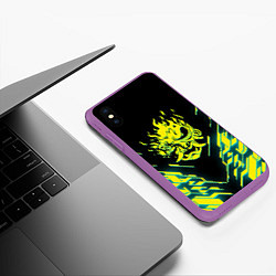 Чехол iPhone XS Max матовый Cyberpunk 2077: Samurai, цвет: 3D-фиолетовый — фото 2