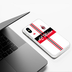 Чехол iPhone XS Max матовый AC Milan: White Form, цвет: 3D-белый — фото 2