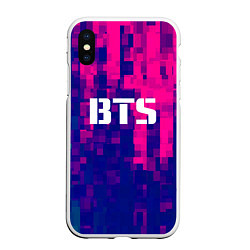 Чехол iPhone XS Max матовый BTS: Blue & Pink Neon, цвет: 3D-белый