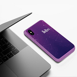 Чехол iPhone XS Max матовый The Beatles: Neon Style, цвет: 3D-фиолетовый — фото 2