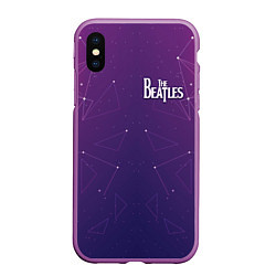 Чехол iPhone XS Max матовый The Beatles: Neon Style, цвет: 3D-фиолетовый