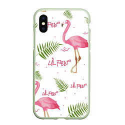 Чехол iPhone XS Max матовый Lil Peep: Pink Flamingo, цвет: 3D-салатовый