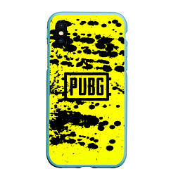 Чехол iPhone XS Max матовый PUBG: Yellow Stained, цвет: 3D-мятный