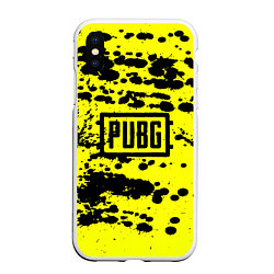 Чехол iPhone XS Max матовый PUBG: Yellow Stained, цвет: 3D-белый