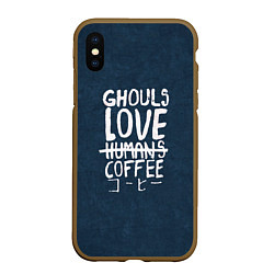 Чехол iPhone XS Max матовый Ghouls Love Coffee, цвет: 3D-коричневый