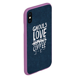 Чехол iPhone XS Max матовый Ghouls Love Coffee, цвет: 3D-фиолетовый — фото 2