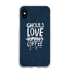 Чехол iPhone XS Max матовый Ghouls Love Coffee, цвет: 3D-белый