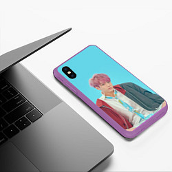 Чехол iPhone XS Max матовый BTS Jungkook, цвет: 3D-фиолетовый — фото 2