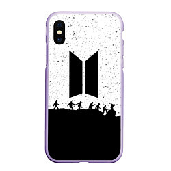 Чехол iPhone XS Max матовый BTS: Black Stars, цвет: 3D-светло-сиреневый