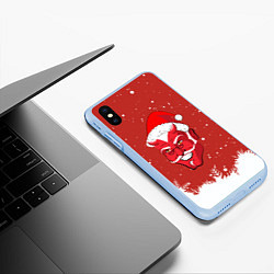 Чехол iPhone XS Max матовый Сатана Санта, цвет: 3D-голубой — фото 2