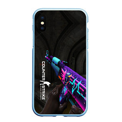 Чехол iPhone XS Max матовый Counter-Strike, цвет: 3D-голубой
