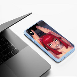 Чехол iPhone XS Max матовый Ahegao, цвет: 3D-голубой — фото 2