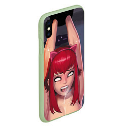 Чехол iPhone XS Max матовый Ahegao, цвет: 3D-салатовый — фото 2