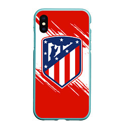 Чехол iPhone XS Max матовый ФК Атлетико Мадрид, цвет: 3D-мятный