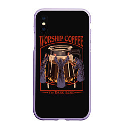 Чехол iPhone XS Max матовый Worship Coffee, цвет: 3D-светло-сиреневый