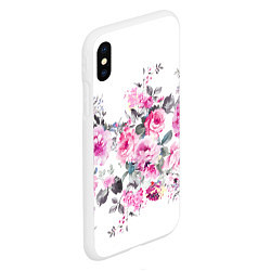 Чехол iPhone XS Max матовый Розовые розы, цвет: 3D-белый — фото 2