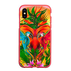Чехол iPhone XS Max матовый Яркие тропики, цвет: 3D-красный