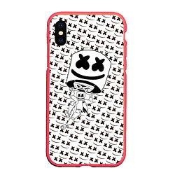 Чехол iPhone XS Max матовый Marshmello King, цвет: 3D-красный