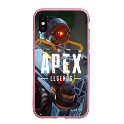 Чехол iPhone XS Max матовый Apex Legends: Robot, цвет: 3D-розовый