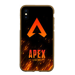 Чехол iPhone XS Max матовый Apex Legends: Orange Flame, цвет: 3D-коричневый