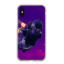 Чехол iPhone XS Max матовый Fortnite: Cyborg Fly, цвет: 3D-салатовый