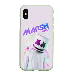 Чехол iPhone XS Max матовый Marshmello: New DJ, цвет: 3D-салатовый