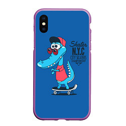 Чехол iPhone XS Max матовый Skate NYC, цвет: 3D-фиолетовый