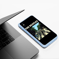 Чехол iPhone XS Max матовый The Beatles: Abbey Road, цвет: 3D-голубой — фото 2