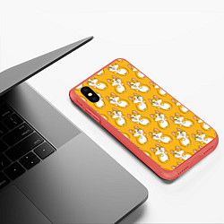 Чехол iPhone XS Max матовый Корги паттерн, цвет: 3D-красный — фото 2